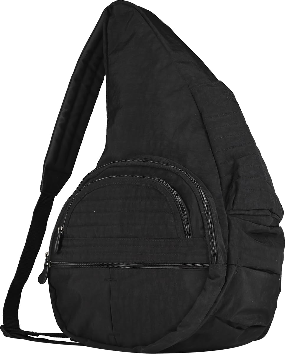 AmeriBag 21" Carry All Healthy Back Bag Ergonomic Crossbody Sling for Everyday Use, Travel & Walking Comfort (Black)