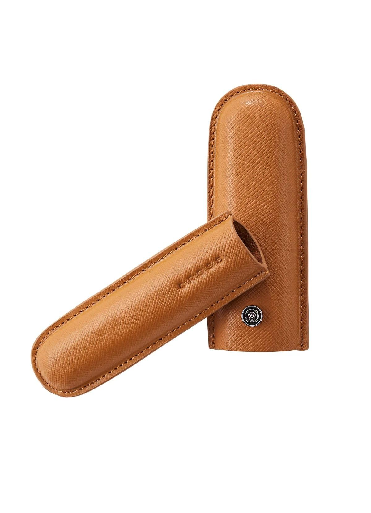 Cross Cigar Style Single Pen Case, Pen Pouch for Business, Travel & Gifting, Genuine Saffiano Leather, Gift Box Presentation - Mocha