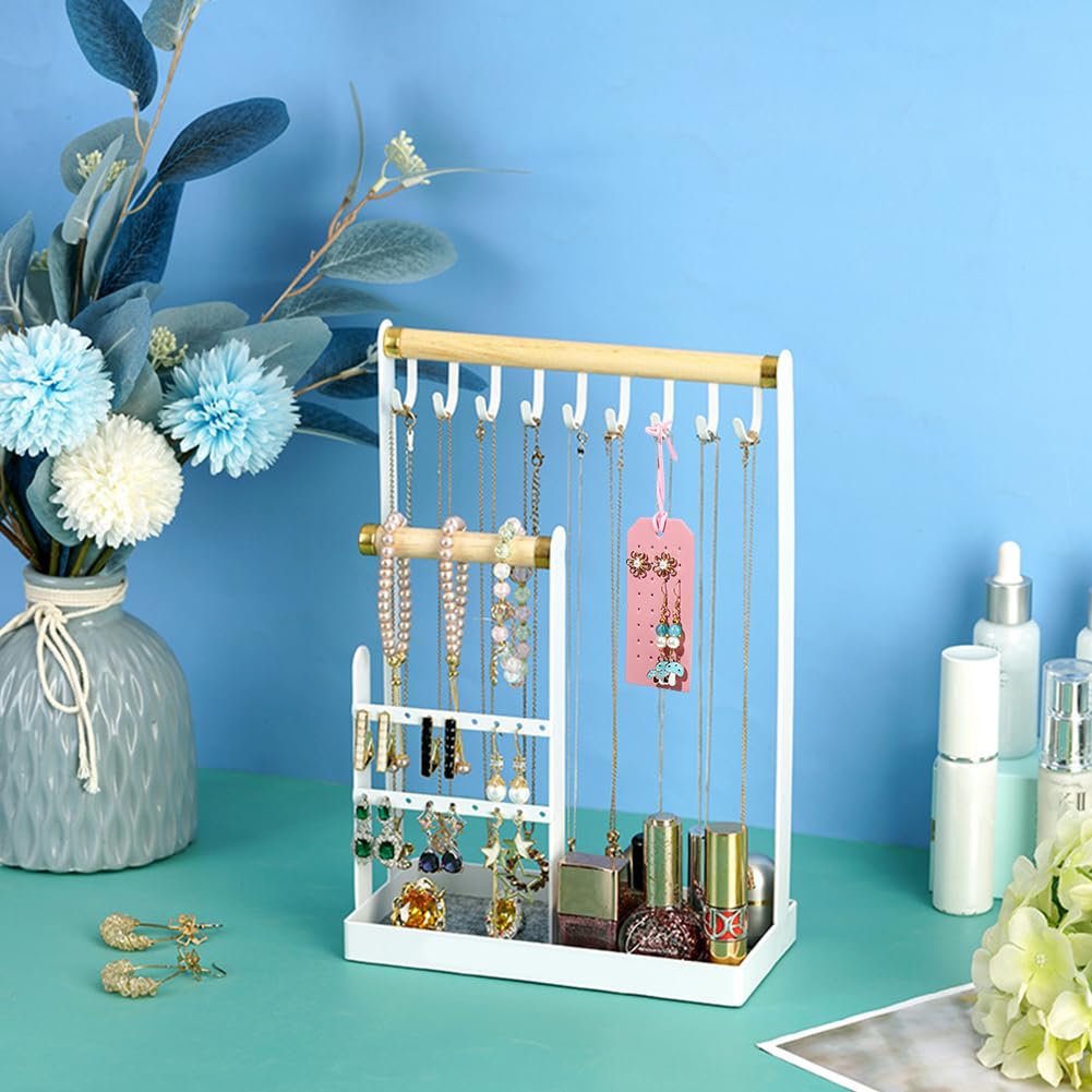 CALFOVERA 6Pcs Rectangle Pierced Stud Display Cards 32 Holes Portable PU Leather Earring Holders 4.3x2.2 Inch Earring Organizer Hanging Case with Cord for Women Travel Jewlery Storage (Pink)