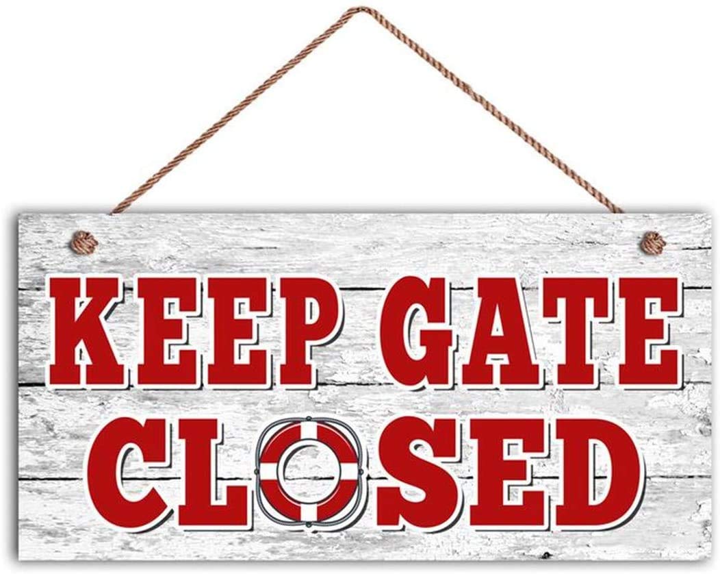 WEIMEILD Keep GATE Closed Wood Sign, Swimming Pool Sign, Pool Gate Sign, Weathered Wood Design, Lake Sign 12x6inches(hjd146)