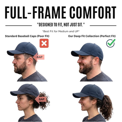 Stitch and Bill Mens Athletic Deep-Crown Baseball Cap 100% Soft Cotton Unstructured Dad Hat Outdoors Adjustable (US, Alpha, One Size, Black Cotton Soft Panel)