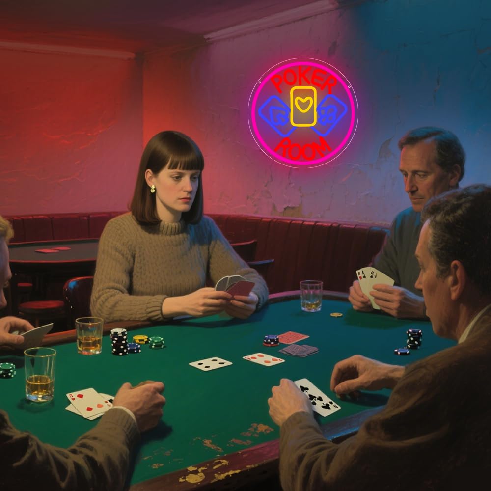 RuCvixkt Poker Room Neon Sign for Wall Decorations, Playing Cards USB Powered Light for Poker Room Man Cave Club Pub Bistro Home Bar Party Bedroom Decor