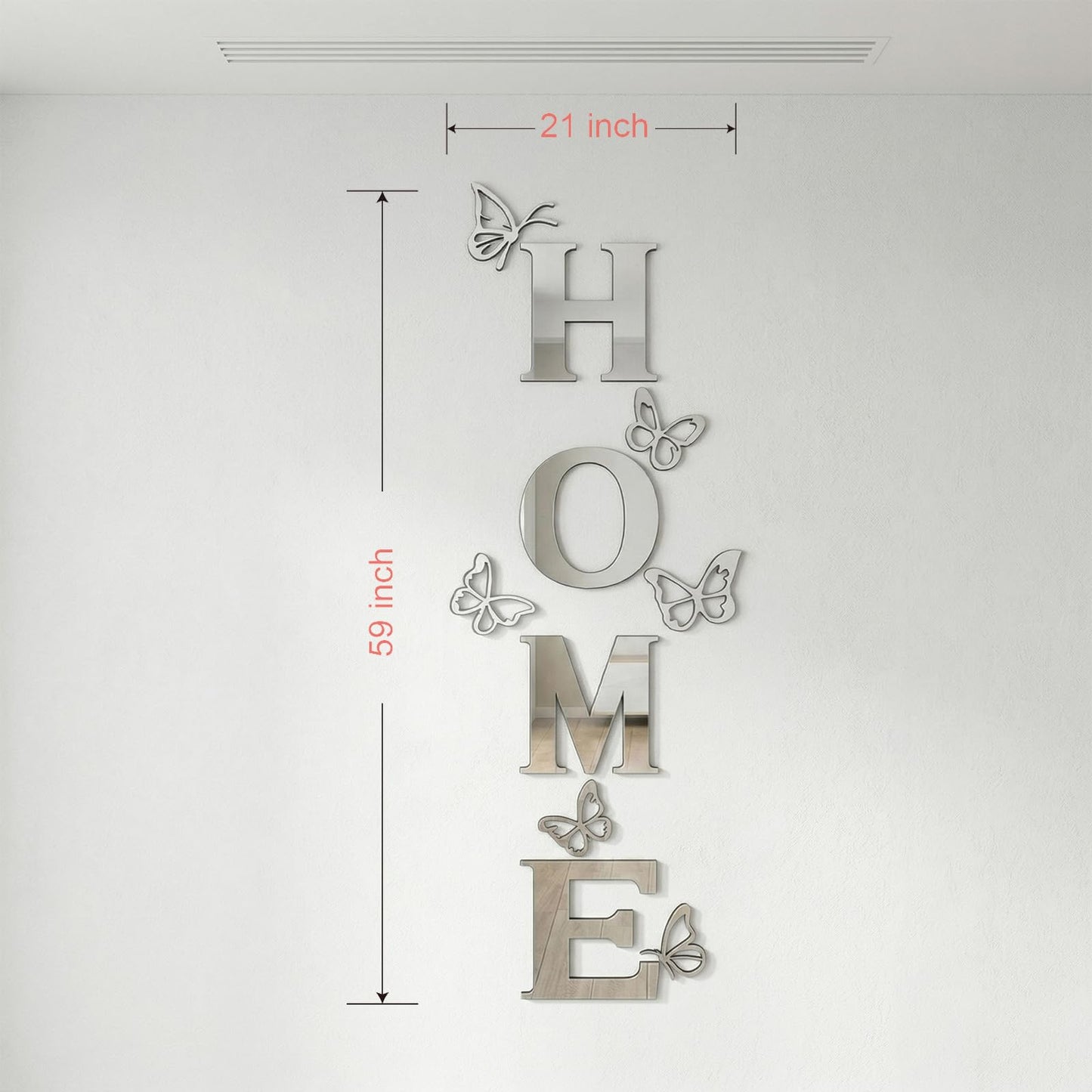 Vaabee Home Wall Decor Signs Letters 10PCS Acrylic Mirror Stickers Family House Decorations for Living Room Bedroom Dining Home Modern Decoracion de Pared para Sala,Silver 59x21 Inch