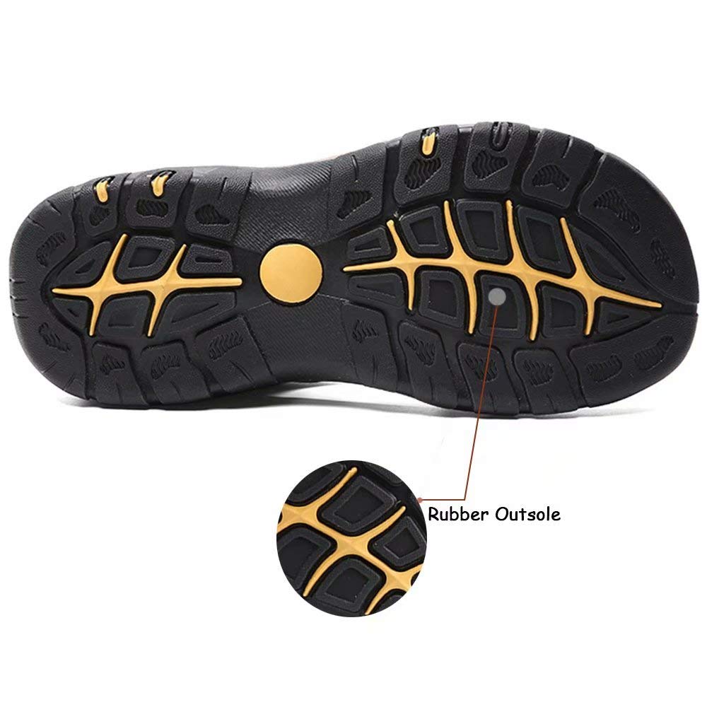 visionreast Mens Closed Toe Fisherman Leather Sandals Outdoor Hiking Beach Sandals Athletic Water Shoes