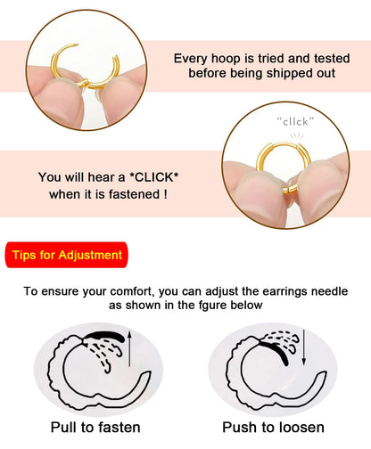 1 Pair 6mm Small Hoop Earrings for Women, Dainty 14K Gold Plated Huggie Hoop Earrings Hypoallergenic Lightweight Cartilage Earrings Set for Multiple Piercings for Sensitive (Gold/1.6mm)