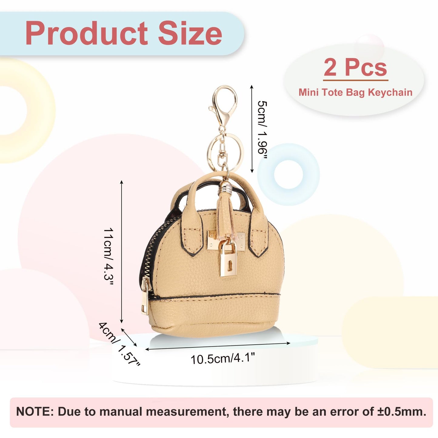 PATIKIL Mini Tote Bag Keychain, 2 Pcs Cute Coin Purse Keychain PU Leather Backpack Purse Key Chain Little Cosmetic Bag Keychains for Women Makeup Card Data Cable, Earthy Yellow