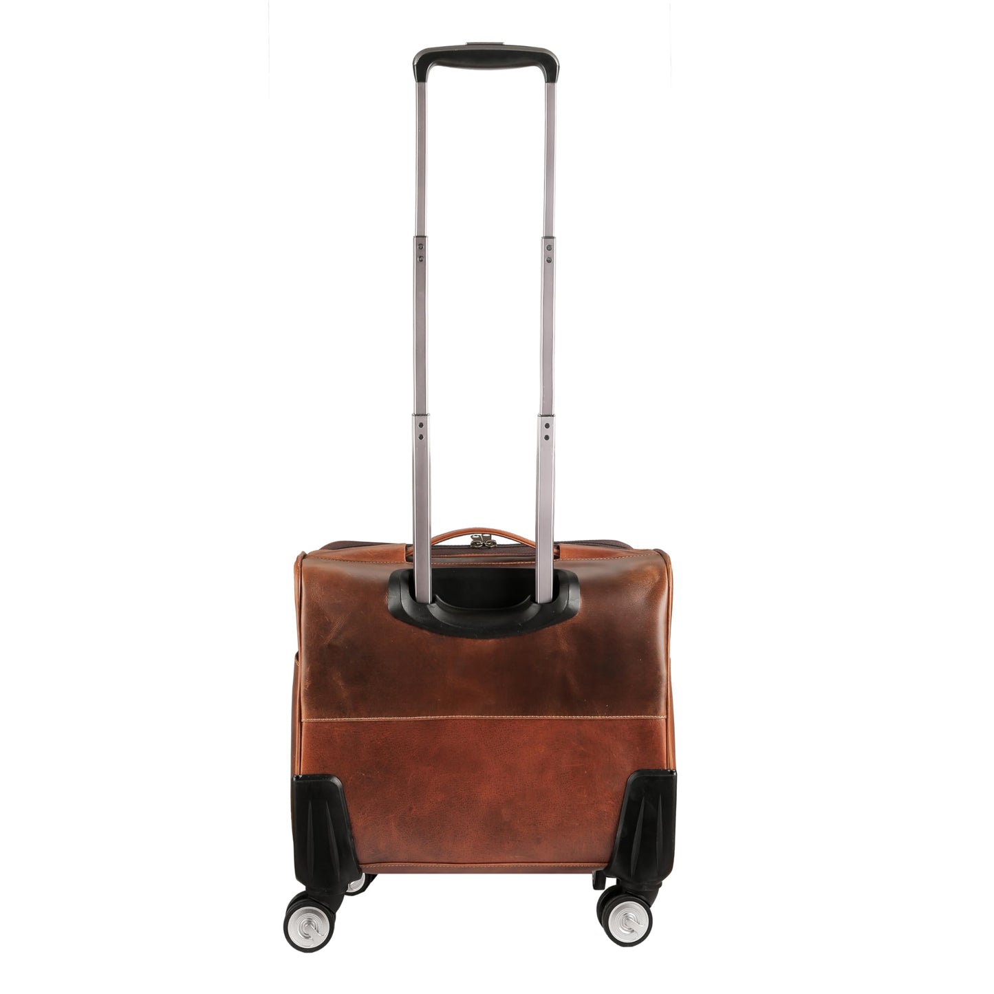 KomalC Leather Rolling Briefcase for Men – Wheeled Laptop Bag with 21” Trolley Handle, Premium Buffalo Leather Business Travel Case
