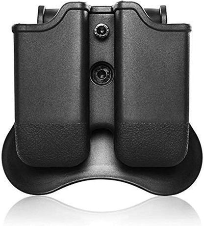 Double Magazine Pouch for Glock 17, 19, 22, 23 | 9mm & .40 Cal Dual Stack Mag Holder - Adjustable Ambidextrous Design | Black