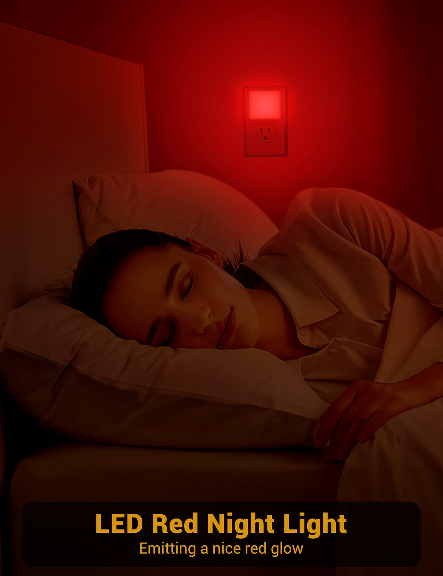 Red Night Light,JandCase Red NightLight[2 Pack],0.3W LED Night Light with Auto Light Sensor,Night Lamp Plug into Wall for Bedroom,Corridor,Hallway,Non-dimmable