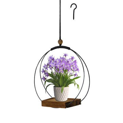 hismocal Hanging Planter for Indoor Plants, Black Plant Hanger Indoor with Sturdy Wood Base, Modern Boho Macrame Plant Hanger, Hanging Wall Ceiling Window Home Decor (Plants/Pots Not Included)