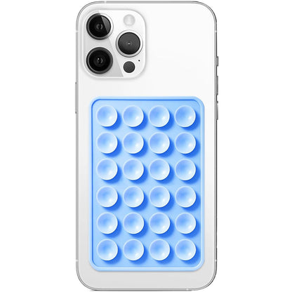 Suction Phone Case Mount, Silicon Adhesive Phone Accessory for iPhone and Android, Hands-Free Fidget Toy Mirror Shower Phone Holder, Tiktok Videos and Selfies Blue