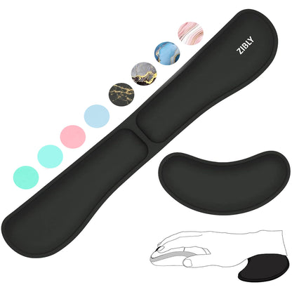 Zibly Ergonomic Gel Memory Foam Keyboard Wrist Rest & Mousepad Rests for Computer, Silky Wrist Rest for Typing, Laptop, and Mouse Desk Pads Support Hand and Arm, 2 Piece Pad for Office and Travel