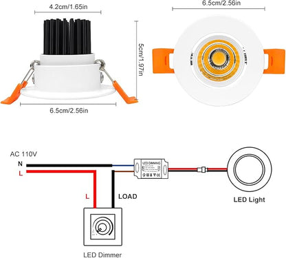 inShareplus 2 Inch LED Downlight, 3W COB Dimmable Recessed Lighting, 4000K Natural White, CRI 80, LED Ceiling Lights with Driver, 12 Pack