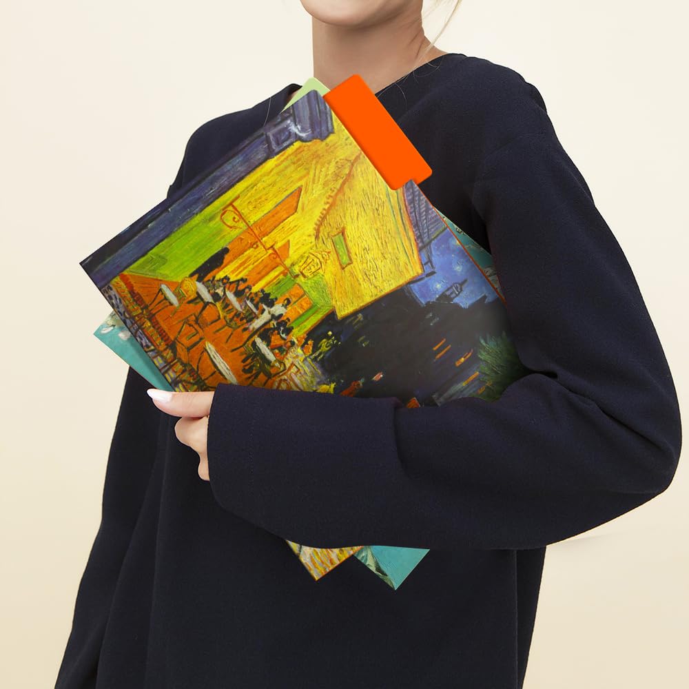 WIRESTER 12 Pack Decorative File Folders (9.5 x 11.5 Inch), Letter Size Holders for Office Supplies with 1/3 Cut Tab, 6 Fashion Designs - Famous Painting Van Gogh