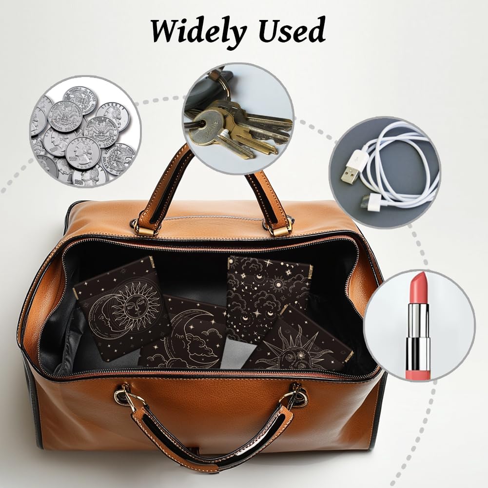 Peacoblue 4Pcs Small Leather Squeeze Coin Purse for Women-Night Sky And Mushrooms Pattern Waterproof & Durable Snap Closure Change Pouch Mini Money Wallet Bag for Adult Teen Girls Best Gift