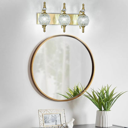 Modern Crystal Bathroom Vanity Lights Fixtures Over Mirror Gold Vintage 3-Lights 20 Inch Bathroom Light Fixtures Glass Crystal Vanity Lights