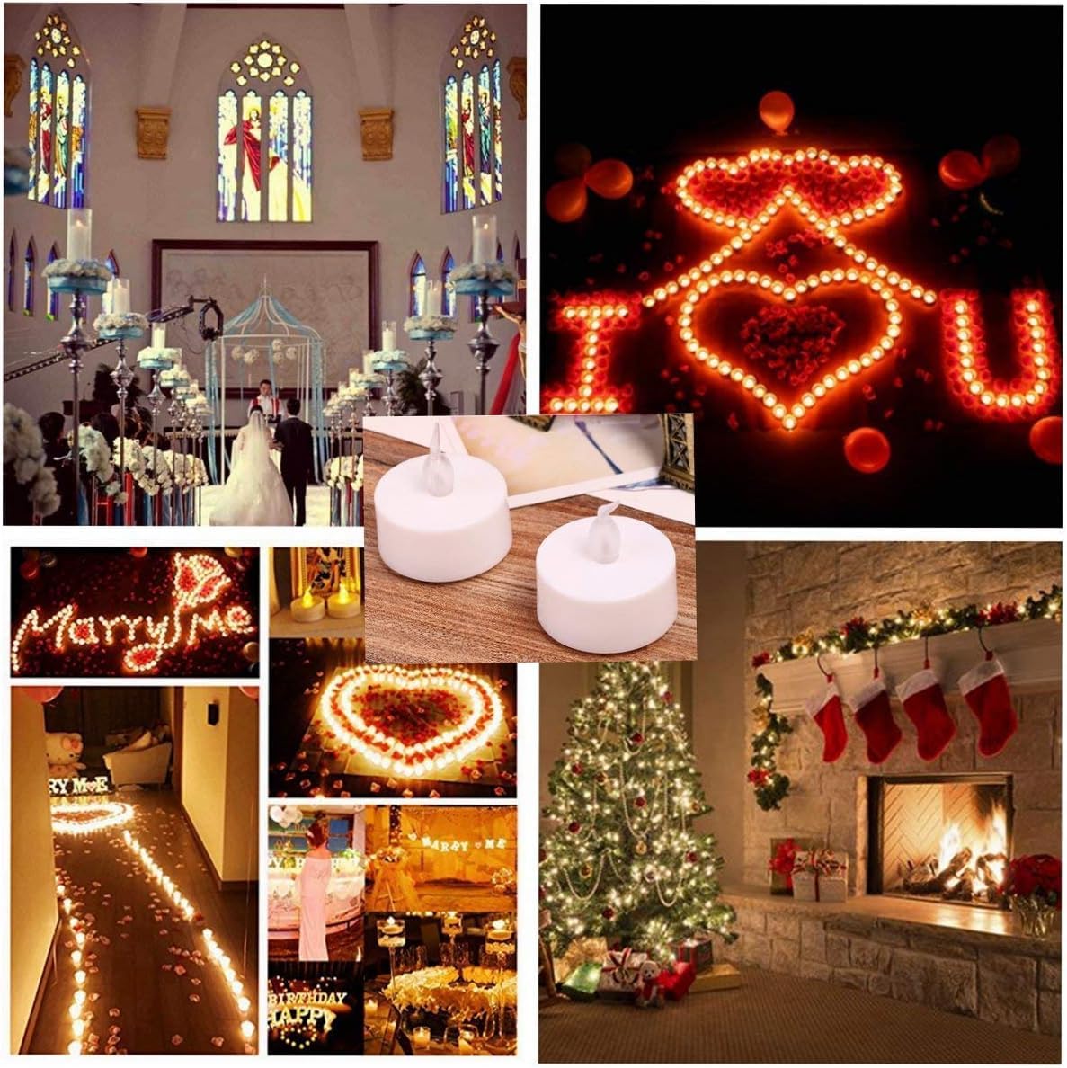 Nancia LED Tea Lights Candles- 50PACK Flameless Candles Realistic and Bright Flickering Long Lasting 200Hours for Holiday Celebration,Home Decoration Warm White