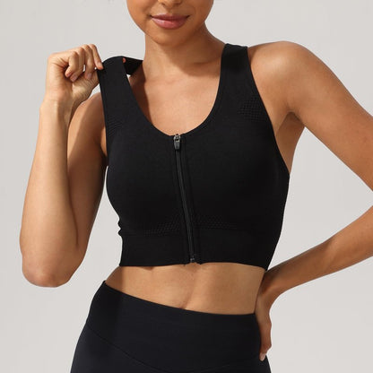 SPORME RUNNING Racerback Padded Sports Bra for Women - Medium Support Zipper Front Workout Bra(3Packs)