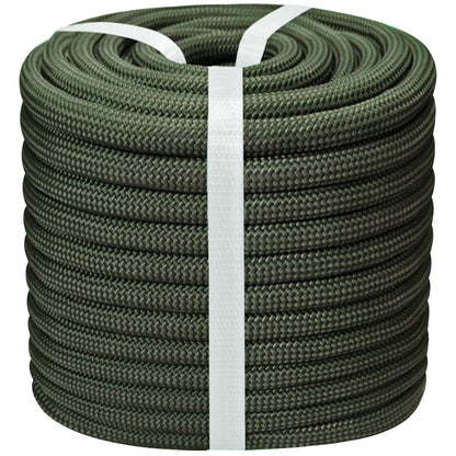 1/2 Inch Arborist Rigging Rope - 200 Feet Thick Bull Rope for Tree Pulling, Outdoor Climbing Use - High Strength Double Braided Polyester - ArmyGreen