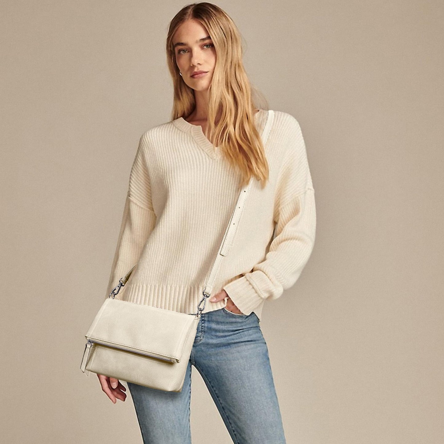 KALIDI Vintage Vegan Leather Crossbody Bag PU Shoulder Bag Handbag Multiple Pockets Adjustable Removable Strap Women