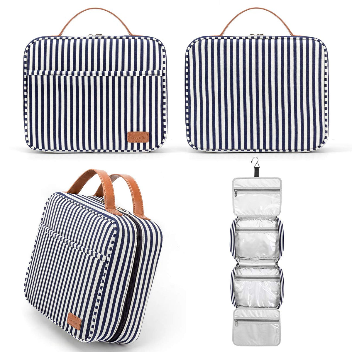 Bosidu Hanging Travel Toiletry Bag, Large Capacity Cosmetic Travel Toiletry Organizer for Women with 4 Compartments & 1 Sturdy Hook, Perfect for Daily Use/Valentines' Day