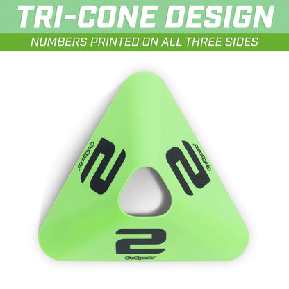 GoSports Modern Sports Cones - 12 Pack with Numbered Cones - Great for Soccer, Basketball, Football and More