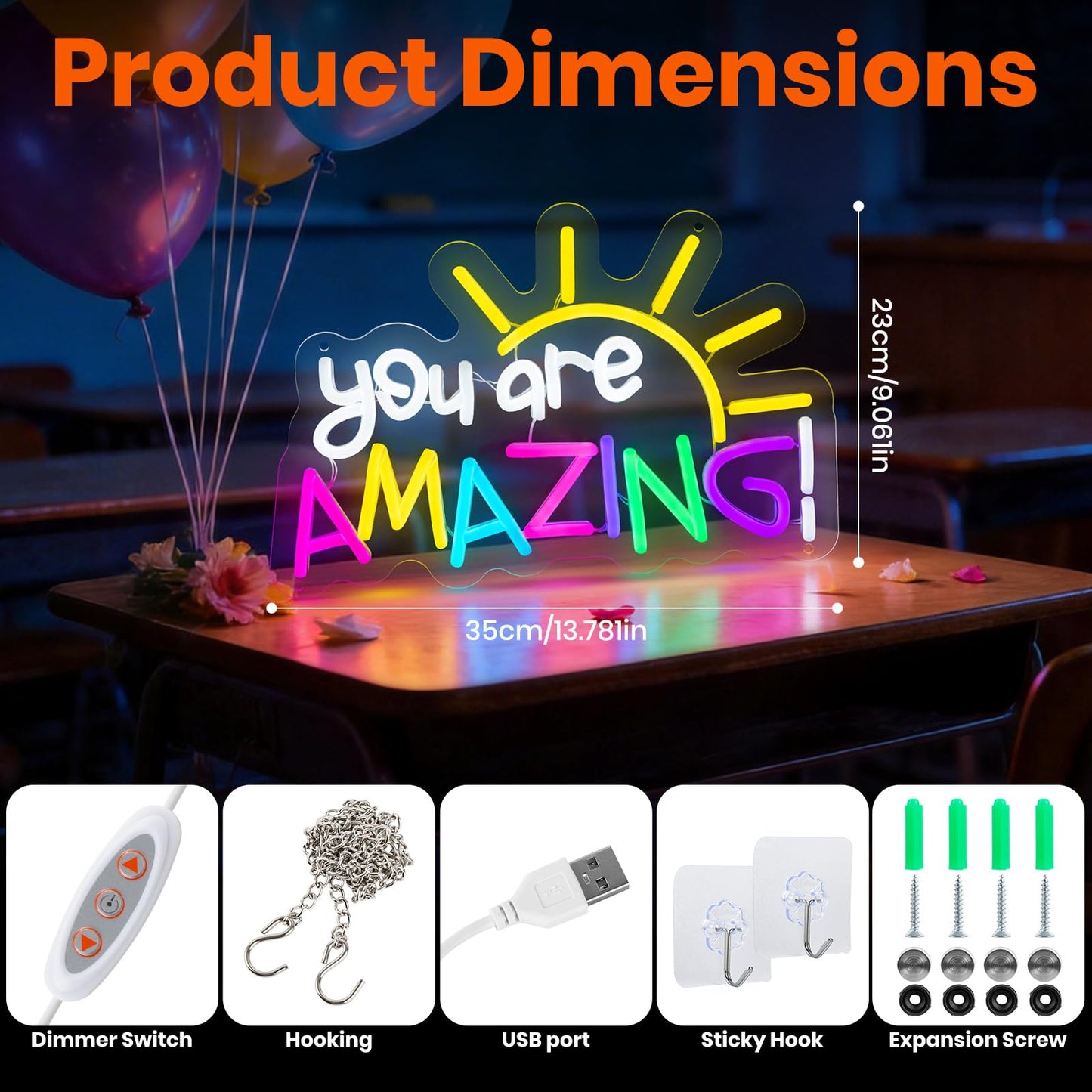 AOOWSDX You Are Amazing Neon Sign,Classroom Neon Signs for Wall Decor,Teacher Appreciation Gifts,Room Decor for Teen Girls Light up Sign for Bedroom Home Bar Nursery Wedding Birthday Party Gifts