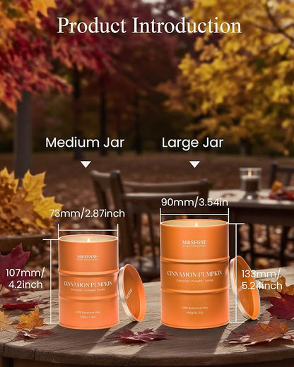 M&SENSE Cinnamon Pumpkin Scented Candles Large, Natural Soy Candles 21.2oz 120 Hour Slow Burning,Aromatherapy Candle for Stress Relief Meditation Relaxing