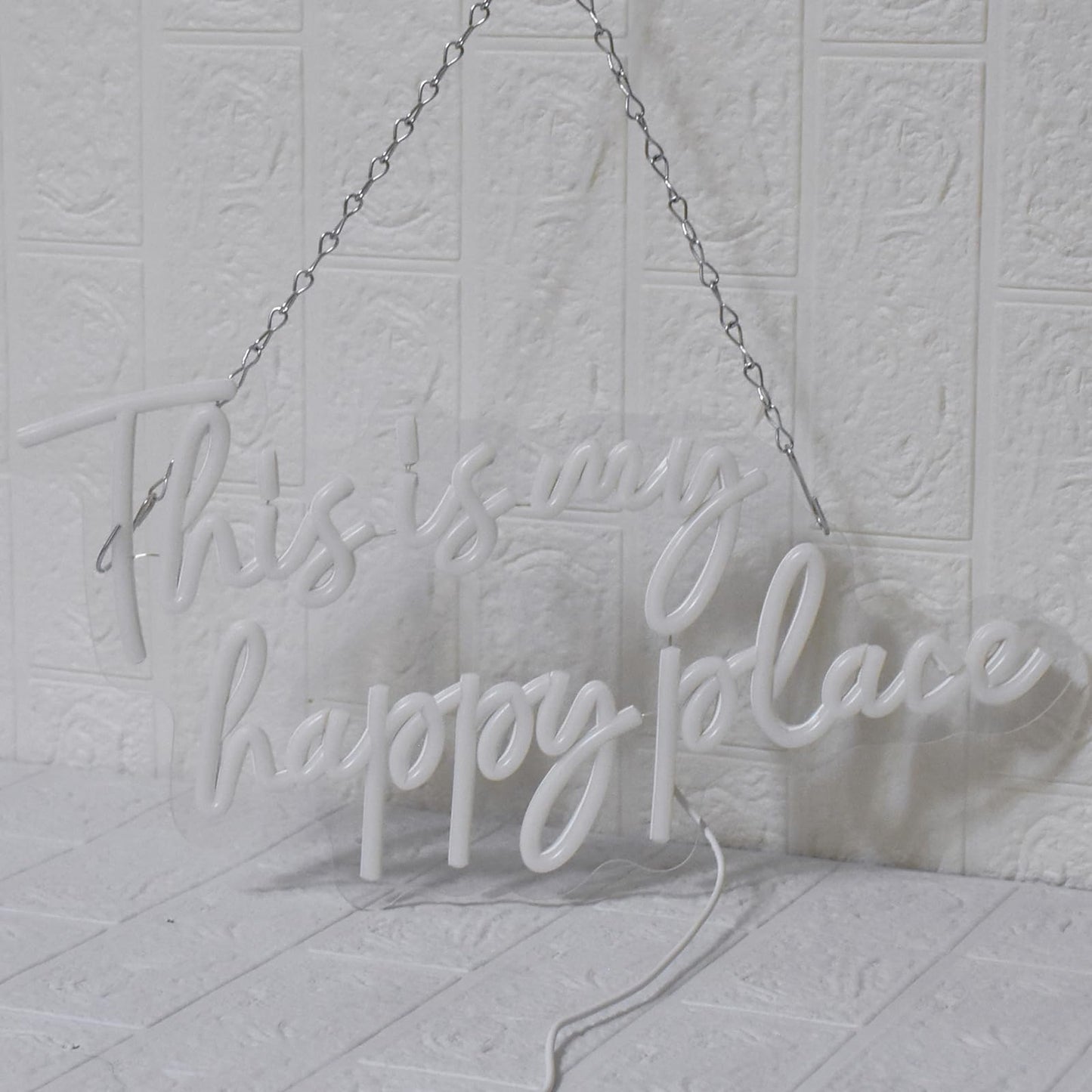 UExnkj-Y This is My Happy Place Neon Sign, Warm White Neon Lights for Wall Decor, Happy Place Signs for Wall Decor, USB Dimmable Led Light Up for Bedroom Classroom Man Cave Home Bar