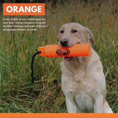 HuntEmUp 6 Pack 2" Plastic Dog Training Bumpers – Knobby Retrieving Dummy Set for Retriever & Hunting Dog Training – Floating Water Dummy – White Orange Black