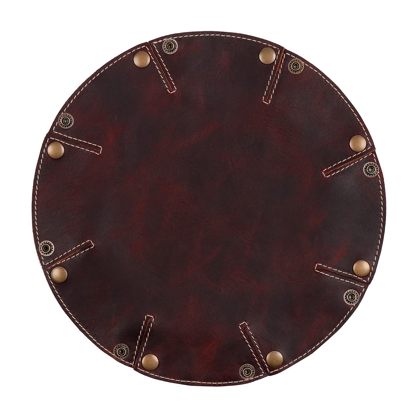 Londo Genuine Leather Round Tray Organizer - Practical Storage Box for Wallets, Watches, Keys, Coins, Cell Phones and Office Equipment