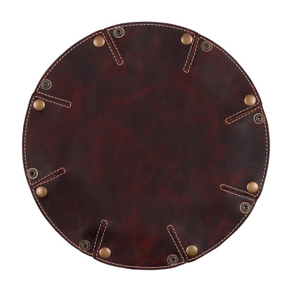 Londo Genuine Leather Round Tray Organizer - Practical Storage Box for Wallets, Watches, Keys, Coins, Cell Phones and Office Equipment