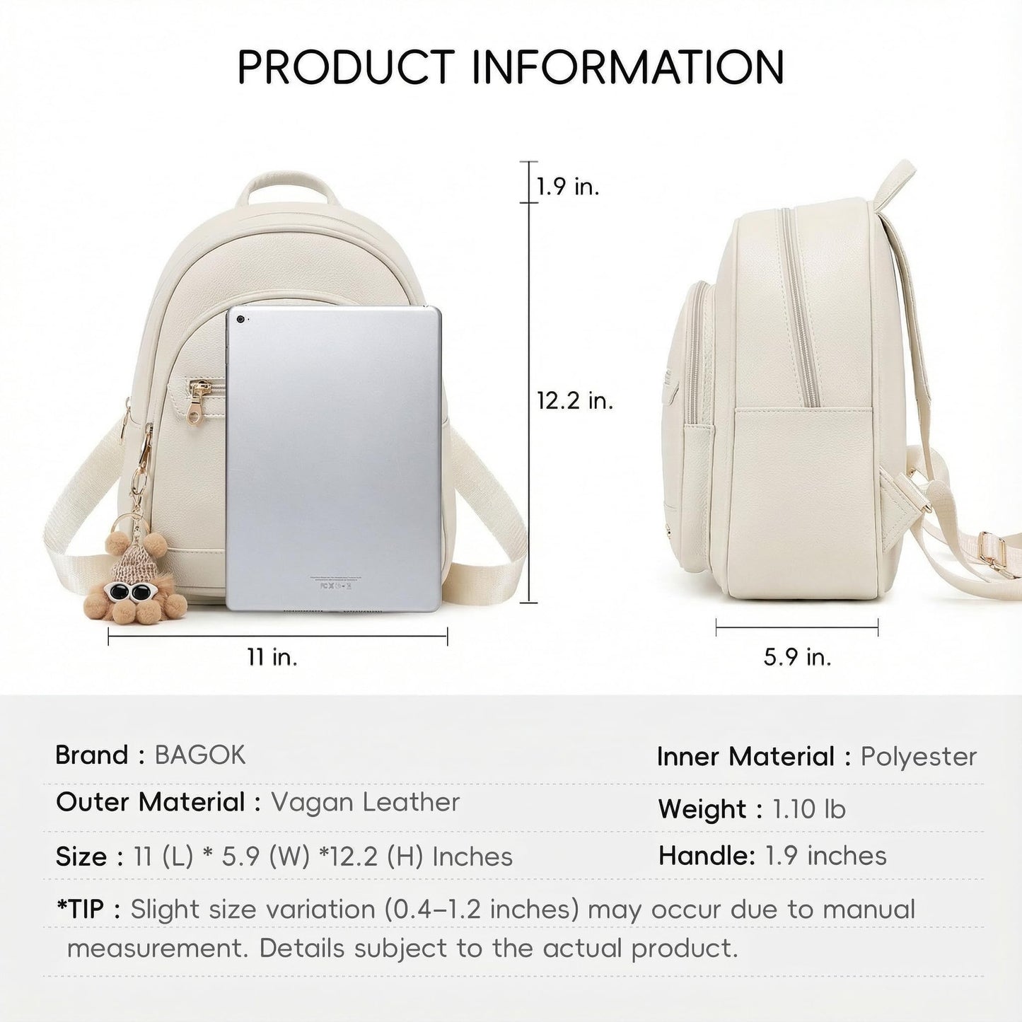 BAGOK Mini Leather Backpack Purse for Women, Small Backpack Purse with Cartoon Charm, Cute Fashion Bag for Girls