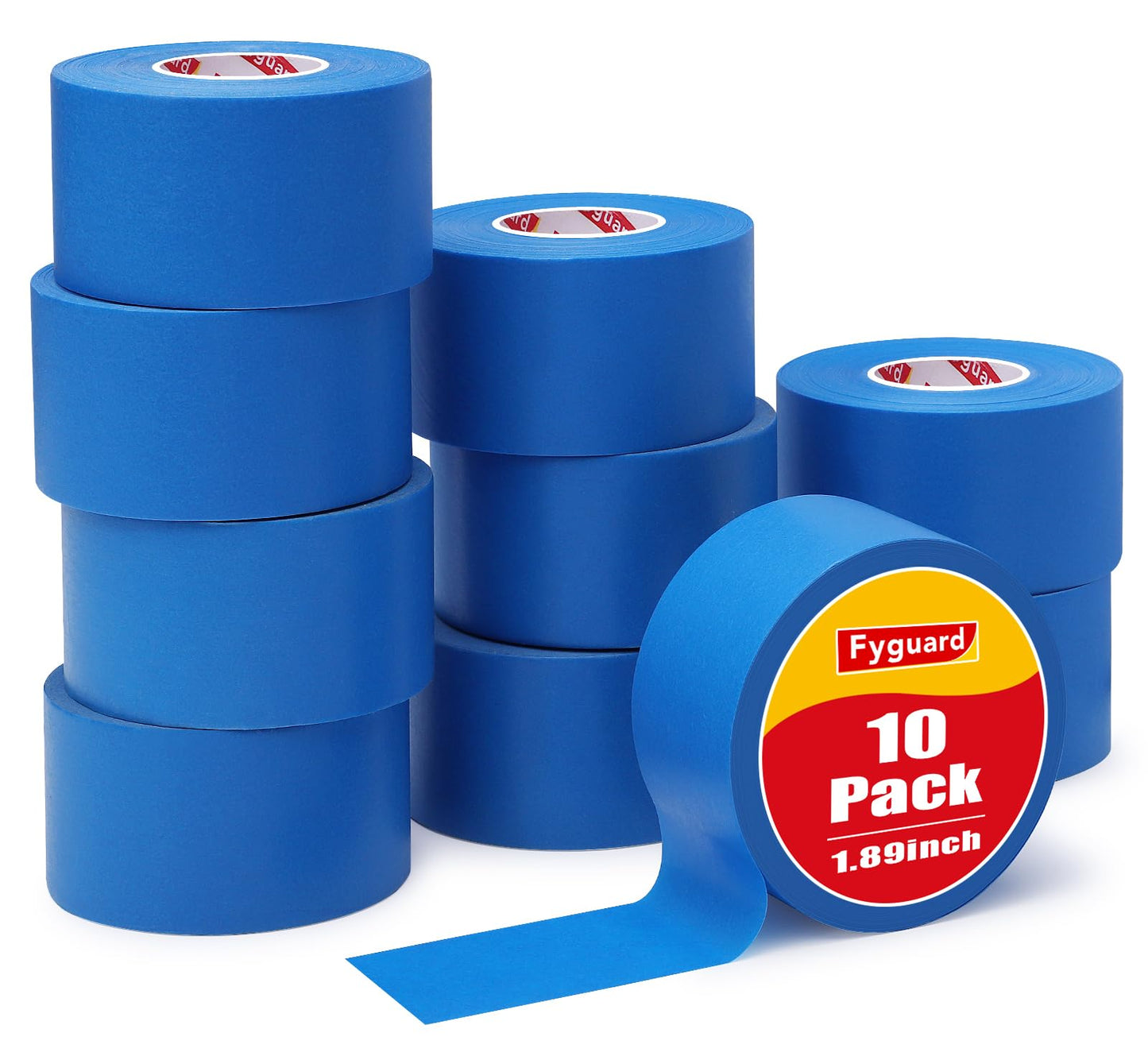 Fyguard 10 Rolls Painters Tape Blue Painters Tape 2 Inch Wide, General Purpose Masking Tape Bulk, 1.89 in x 55 Yd Blue Tape for Wall Painting Home Improvement DIY Crafts, Total 550 Yards