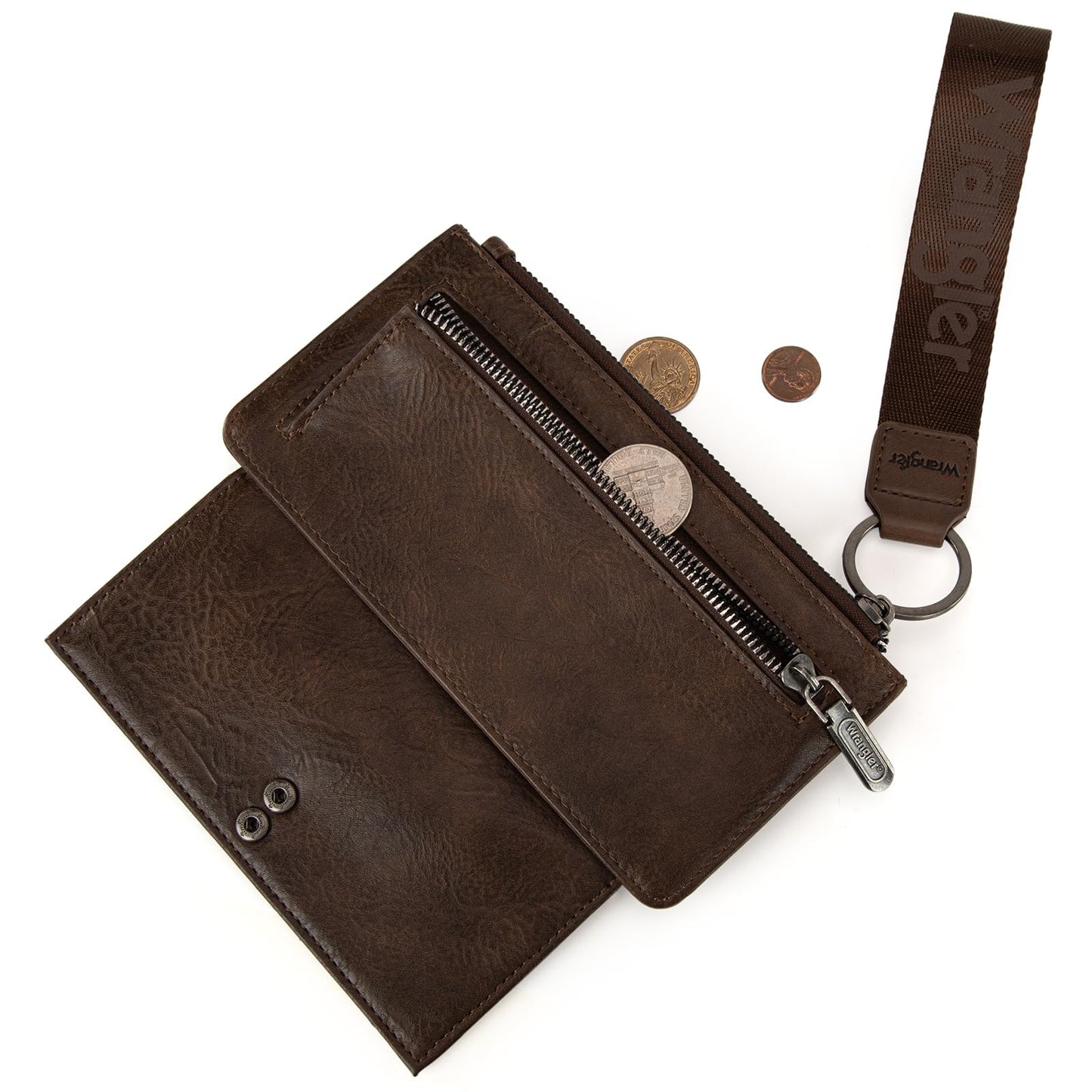 Montana West X Wrangler Minimalist Wallet Women Card Cases & Money Organizers Wristlet with Wallet Large Clutch with Coin Purse Smooth Zipper and Rfid Lining