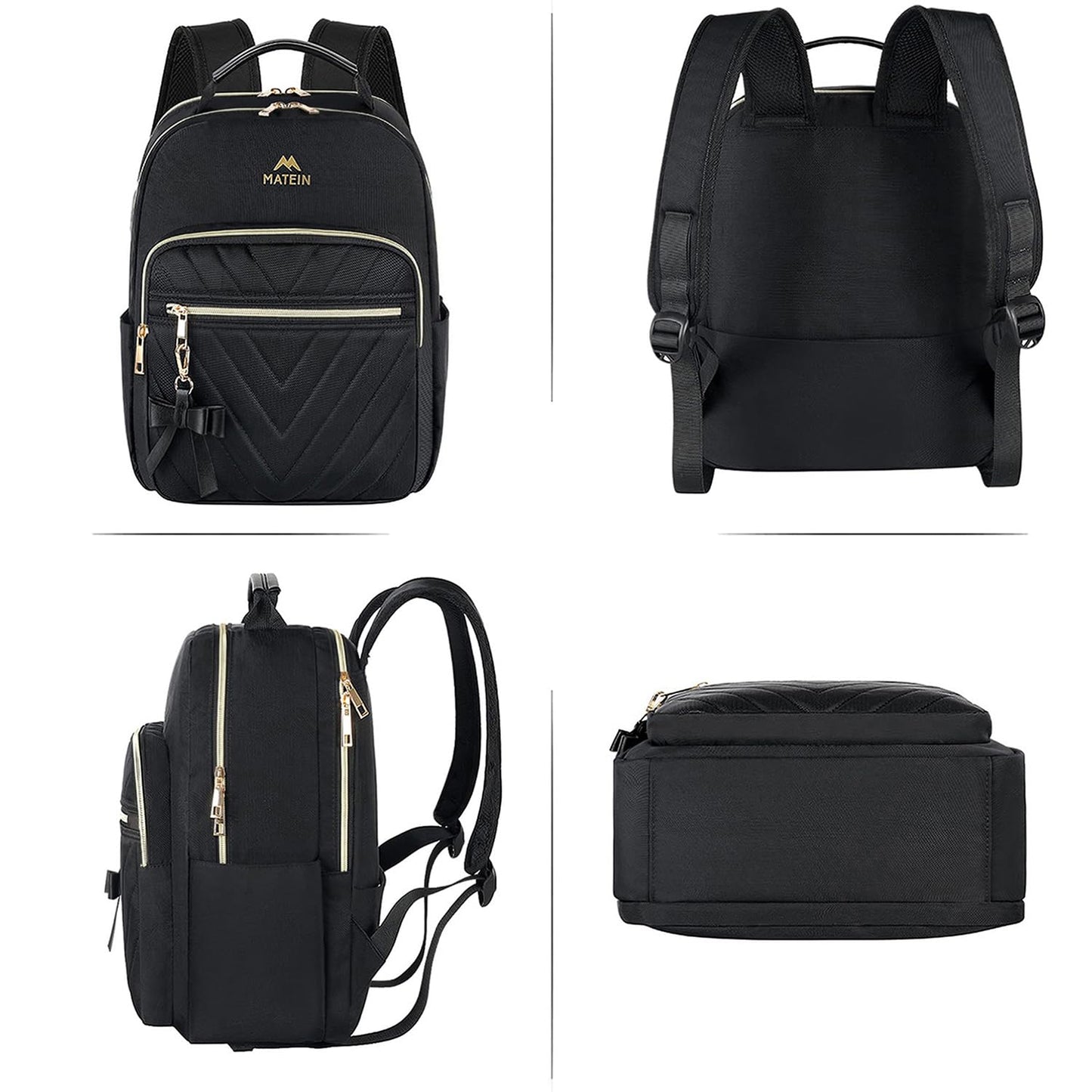 MATEIN Mini Backpack for Women, Waterproof Stylish Daypack Purse Shoulder Bag, Lightweight Small Casual Daily Travel Backpack Mochilas Para Mujer, Lady Girls Gifts for Work School, 2pcs Sets, Black