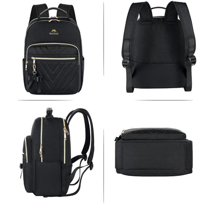 MATEIN Mini Backpack for Women, Waterproof Stylish Daypack Purse Shoulder Bag, Lightweight Small Casual Daily Travel Backpack Mochilas Para Mujer, Lady Girls Gifts for Work School, 2pcs Sets, Black