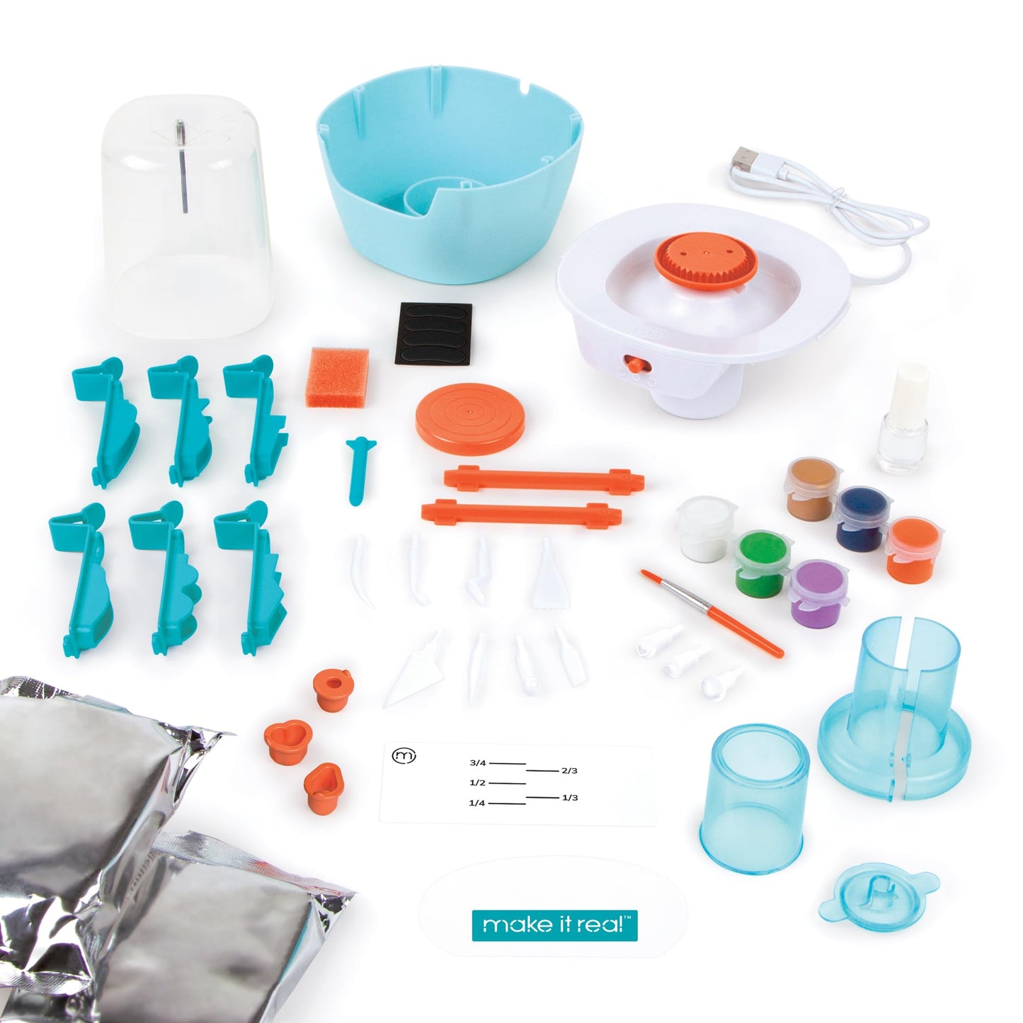 Make It Real: Mini Pottery Studio Deluxe Set - DIY All-in-1 Sculpting Craft Kit, All Skill Levels, Miniature Clay Projects, Kids Girls & Tweens Age 8+
