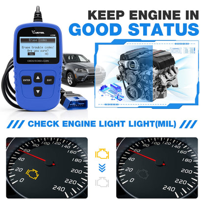 VDIAGTOOL VD10 OBD2 Scanner Code Reader Car Diagnostic Tool Engine Fault Code Reader for Turn Off CEL with Freeze Frame/I/M Readiness for All OBDII Protocol Cars,obd2 Scanner Diagnostic Tool