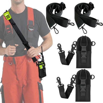 Levowin 2 Pack Firefighter Radio Strap and Holder with Sway Strap Bundle Set, Adjustment Ability and Mic Holder, Holds Walkie Talkie Radio Securely, Light Weight, for Fire EMT Paramedics