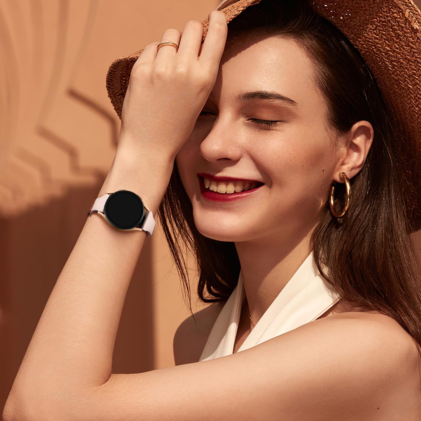 GEAK Slim Leather Band Compatible with Galaxy Watch 7 Band/6 5 4 FE 40mm 44mm/5 pro 45mm/Classic/Galaxy Active 2, 20mm Genuine Leather Strap with Quick Release Buckle for Samsung Watch Bands Women