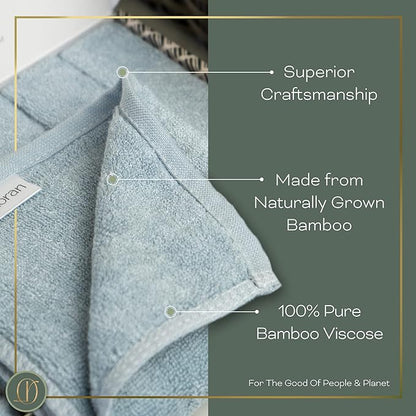Sky Blue Washcloths Set of 6 Soft Facial Cloths 10” x 10” 100% Viscose Derived