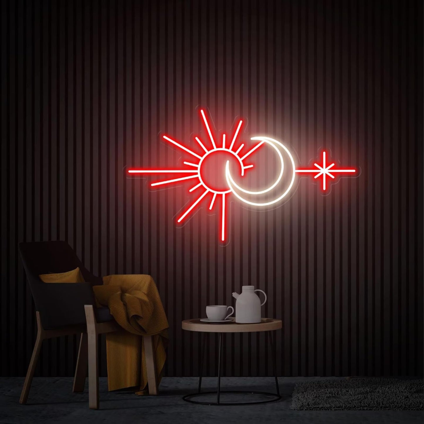 Custom Sun and Moon Neon Sign for Wall Decor Personalized Sunshine Neon Decor for Bedroom Living Room Meditation Studio Boho Room Aesthetic Wall Art Decoration
