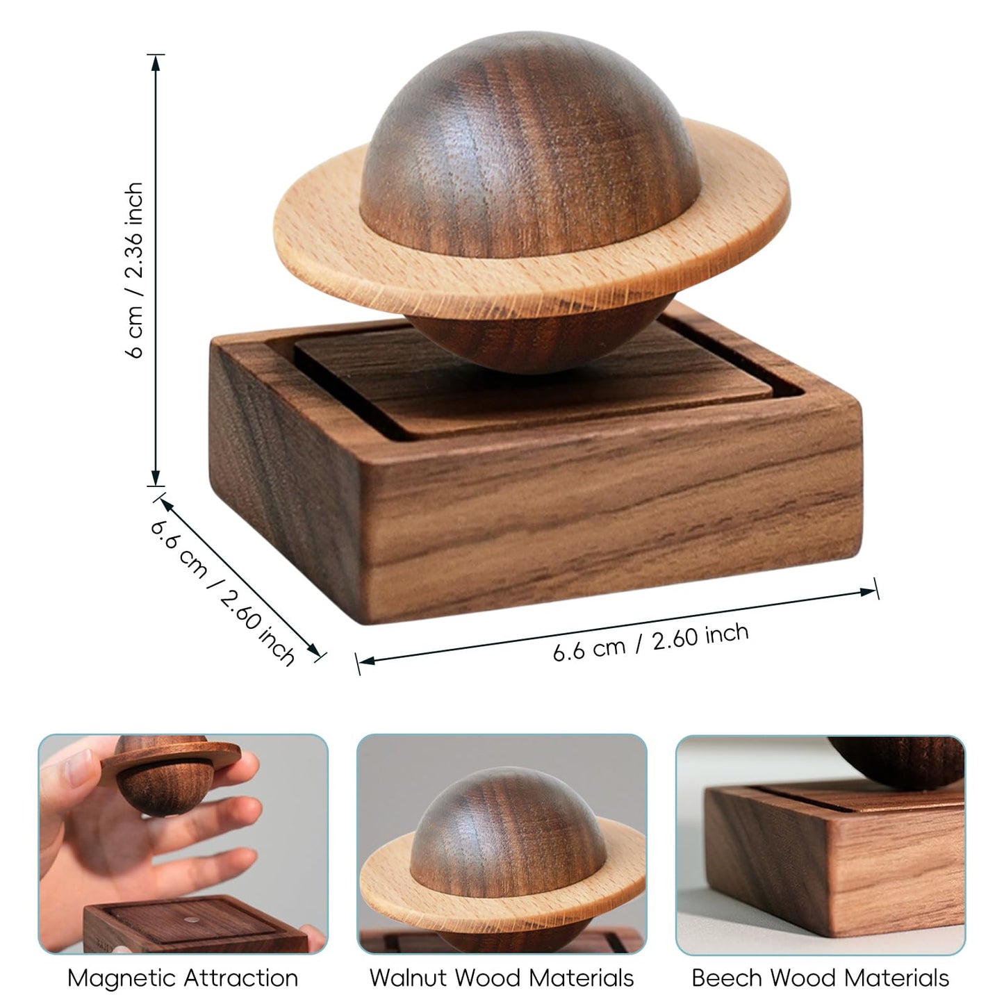 TECHPLUS Planet Wooden Essential Oil Diffuser - Walnut Aroma Therapy for Home, Office, Car, Yoga Hall and SPA - Passive Diffuser for Desk Table Decor