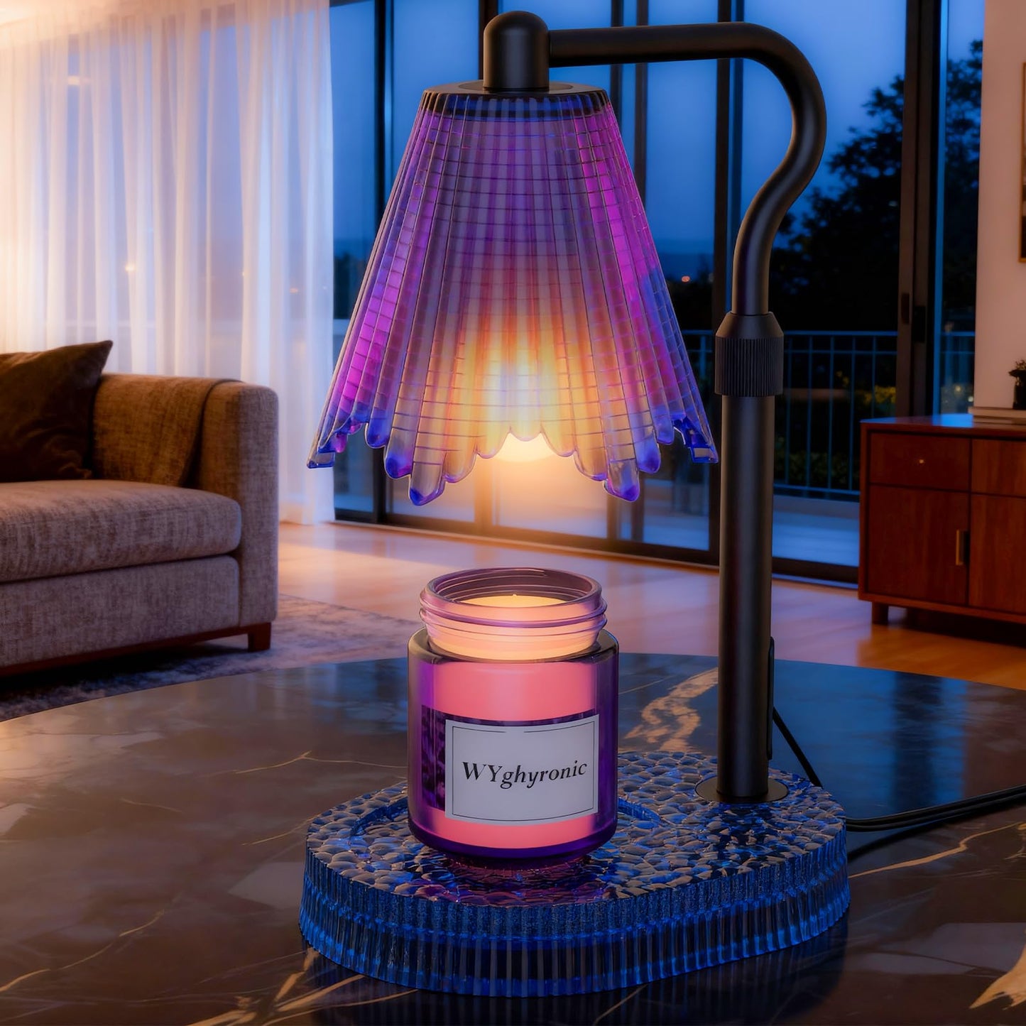 WYghyronic Candle Warmer Lamp with Timer & Dimmable 4-Level Brightness - Adjustable Height,for New Home Bedroom, Gifts for Women(Blue)