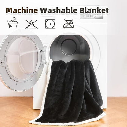 IFNOW Sherpa Wearable Blanket with Sleeves for Women Men Adults, Cozy Wearable Blanket with Arm and Pocket, Warm Full Body TV Wrap Throw Blanket, Soft Robe Blanket as Gifts for Mom Wife, Black