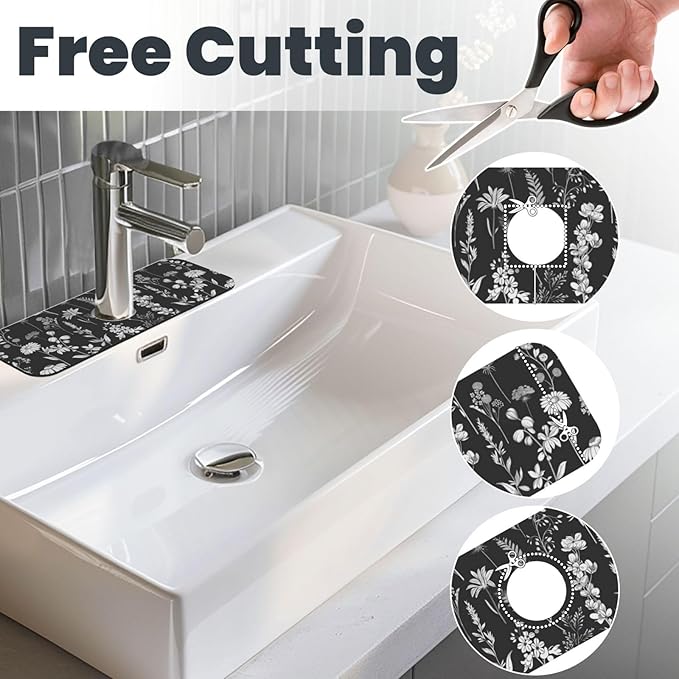 Faucet Draining Mat For Kitchen Sink, Wildflowers Plants Diatom Mud Absorbent