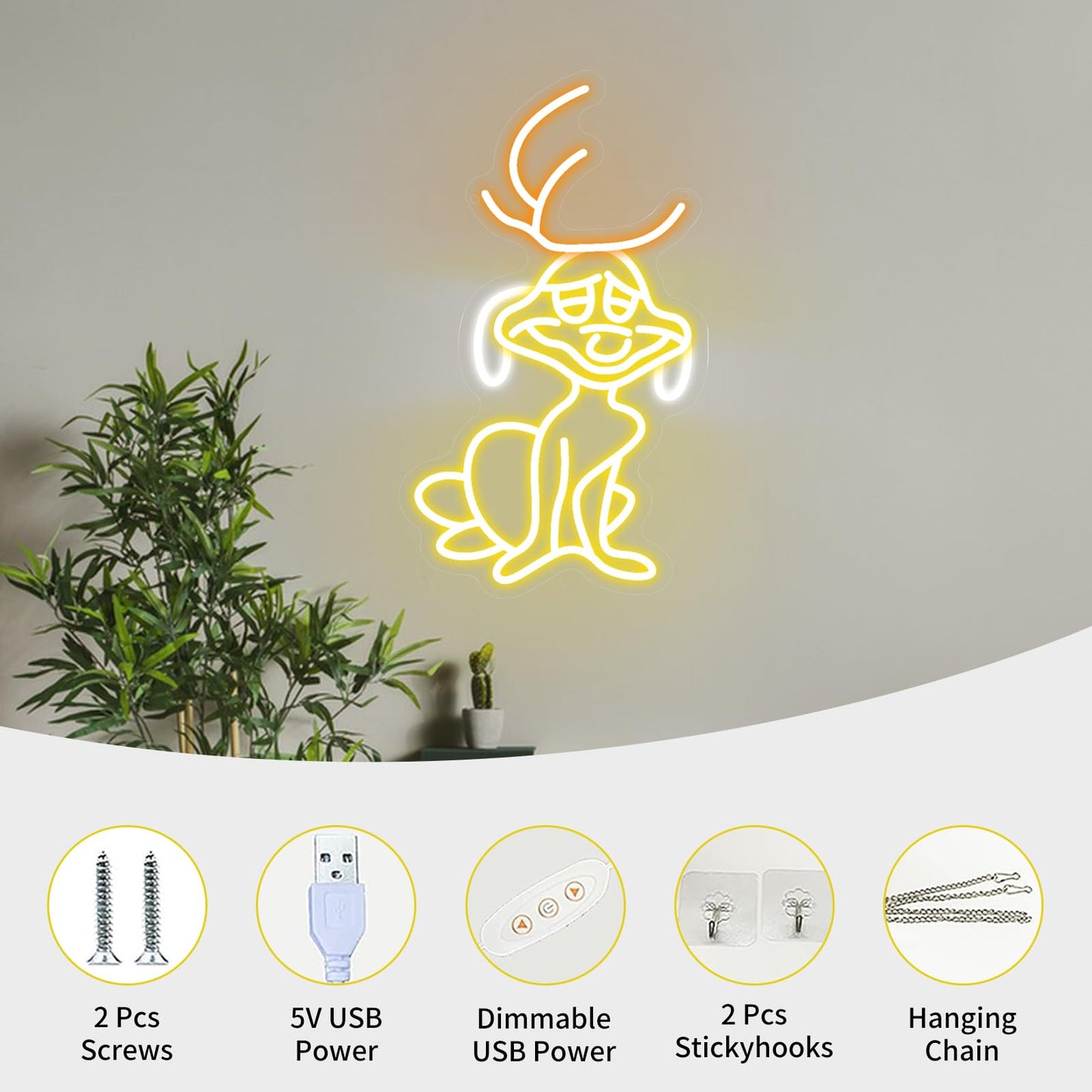 Neonawall Dog Neon Sign, Dimmable USB-Powered LED Light for Wall Decor, Bedroom Living Room Christmas Decoration 7.9 x 15.2 inch
