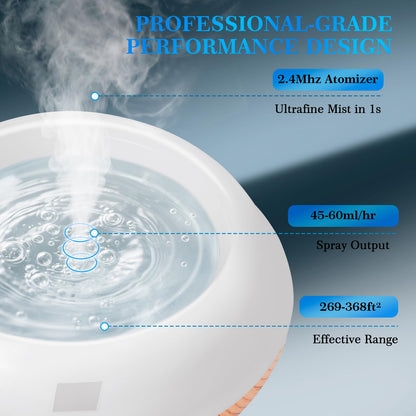 Essential Oil Diffuser for Home 500ML, Ultrasonic Large Diffuser Oil Machine with Remote Control, Aromatherapy Diffusers for Home Office Room, Aroma Diffuser with 14 Color LED & 2 Mist Mode, Brown