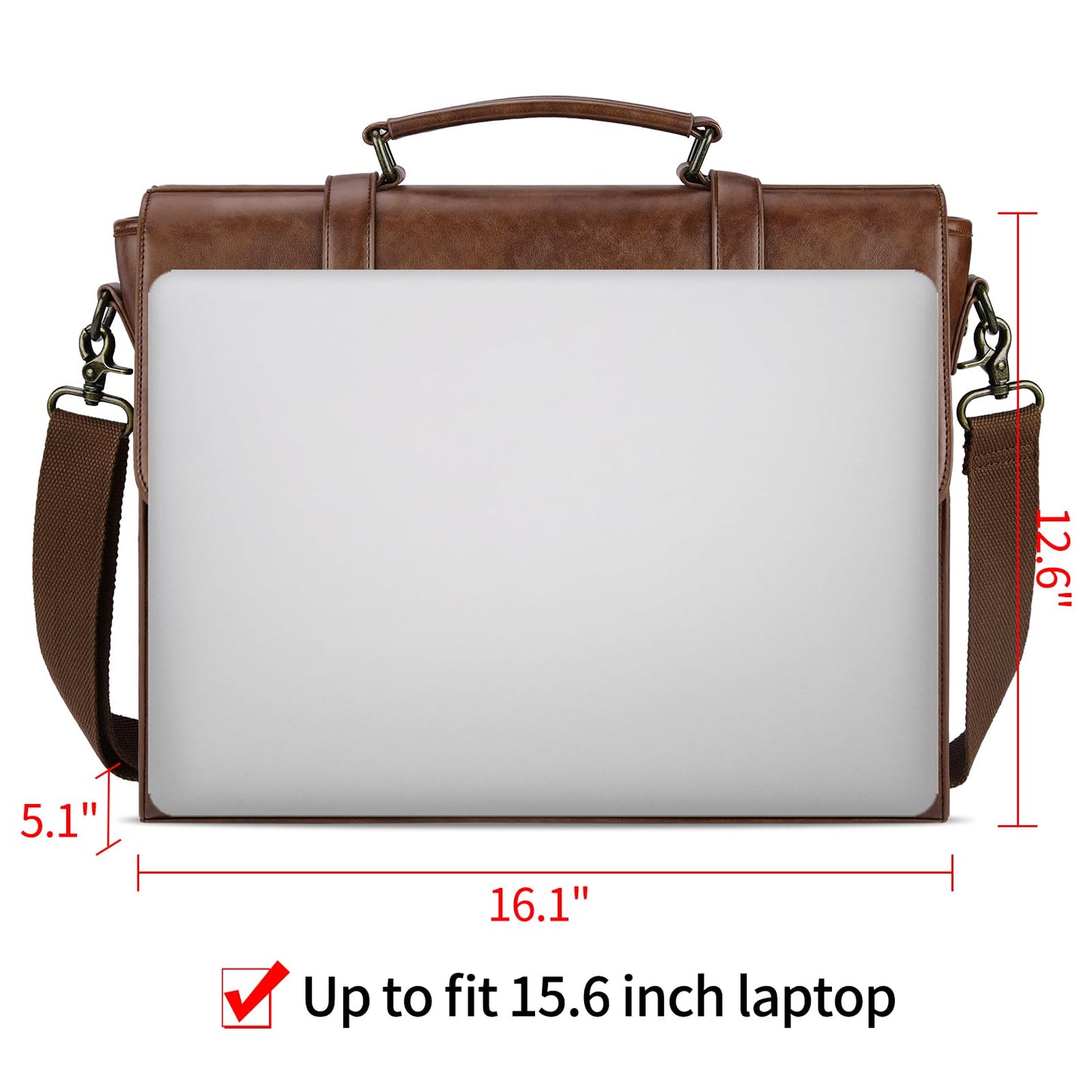 Leather Mens Messenger Bag Vintage 15.6 Inch Waterproof Leather Laptop Briefcase Satchel Shoulder Bag Computer Laptop Bag, Dark brown